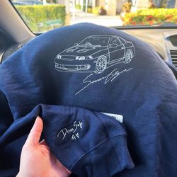 custom embroidered car outline sweatshirt from your photo, car hoodie, personalized car portrait shirt, best gift for bo