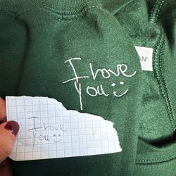 custom handwriting sweatshirt, embroidered love note crewneck for couple, one year anniversary gifts