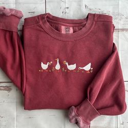 embroidered duck sweatshirt, goose comfort colors tshirt ,farm animals sweatshirt, animal lover gift ideas