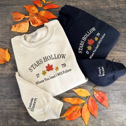 embroidered stars hollow connecticut sweatshirt, fall autumn tshirt, leaves hoodie, birthday gift for sister