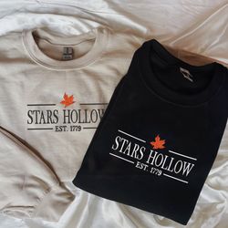 embroidered stars hollow est 1779 sweatshirt, fall autumn tshirt, birthday gift for her