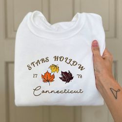 embroidered stars hollow sweatshirt, connecticut  hoodie, autumn sweatshirt, christmas gift for book lover
