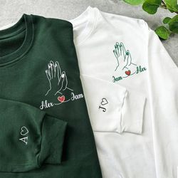 holding hands shirt, embroidered pinky promise for couple, pinky hold hoodie, valentine gift ideas