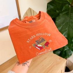 stars hollow connecticut embroidered sweatshirt, fall comfort colors tshirt, autumn shirt, halloween gift for friends