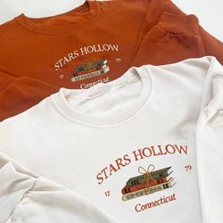 stars hollow connecticut embroidered sweatshirt, fall tshirt, autumn shirt, birthday gift for sister