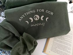 embroidered anything for our moony sweatshirt, harry fandom unisex sweatshirt, marauders sweater, wizard book gift crewn