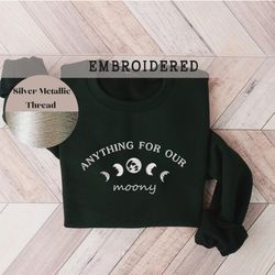 embroidered anything for our moony sweatshirt, harry fandom unisex sweatshirt , marauders sweater, wizard book gift crew