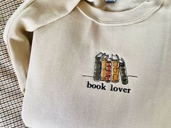 embroidered book lover sweatshirt, bookworm sweatshirt, booktrovert crewneck, bookish shirts, cute book lover gift, ,chr