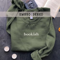 embroidered bookish sweatshirt, book lover gift, bookworm gifts, reading sweatshirt , book crewneck, embroidered librari
