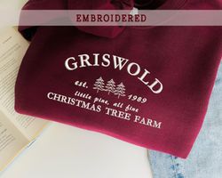 embroidered griswold christmas sweatshirt, christmas gift crewneck pullover, christmas tree farm sweater, merry christma