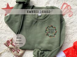embroidered merry and bright sweatshirt, holiday sweater, family crewneck, xmas sweatshirt, christmas gift for her, holi