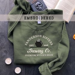 embroidered sanderson sisters sweatshirt, vintage halloween sweatshirt, spooky season, premium witches brew, witch siste