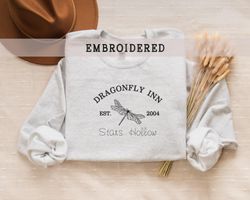 embroidered stars hollow sweatshirt, stars hollow connecticut, dragonfly lover crewneck, fall embroidered sweater, gilmo
