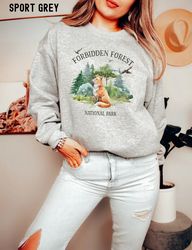 forbidden forest wizard sweatshirt, cottagecore sweatshirt, magical crewneck, bookish pullover, national park vintage sw