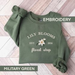 lily blooms floral shop embroidered sweatshirt, book merch sweatshirt, coho crewneck, it ends with us, it starts with us