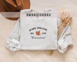 stars hollow connecticut sweatshirt, cozy fall sweatshirt, stars hollow embroidered sweatshirt, gilmore merch, fall embr