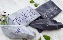 custom embroidered sweatshirt  name on sleeve with heart embroidered sweatshirt  grandpa dad est year sweatshirt  crew n