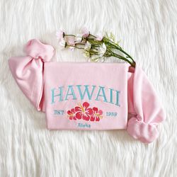 hawaii aloha state embroidered sweatshirt  hawaii 1959 embroidered hoodie  honolulu sweater  crew neck sweatshirt  gift