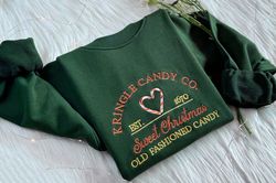 kringle candy co embroidered sweatshirt  vintage christmas candy embroidered hoodie  sweet christmas candy sweater  crew