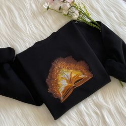 magic book embroidered sweatshirt  luminous embroidered hoodie  magic sweater  crew neck sweatshirt  gift for her  sweat