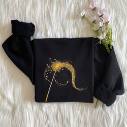 magic wand christmas embroidered sweatshirt , broomstick embroidered hoodie, fairy sweater, crew neck sweatshirt, gift f