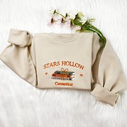 stars hollow connecticut embroidered sweatshirt  connecticut book embroidered hoodie  stars hollow book t-shirt  crew ne