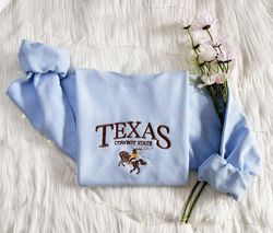 texas cowboy state embroidered sweatshirt  texas state embroidered hoodie  vintage western sweater  texas crew neck swea