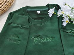 custom mama and sleeve embroidered sweatshirt,grandmother sweatshirt with kids names,sweatshirt for mom, gift for mama