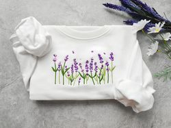 lavender embroidered sweatshirt,floral sweatshirt,crewneck sweatshirt,valentines day gift,gifts for her