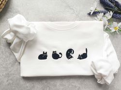 lovely black cat embroidered sweatshirt,embroidered crewneck sweatshirt,holiday gifts,gifts for her,gift for cat lover