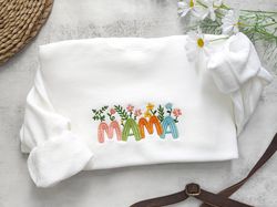mama embroidered floral sweatshirt, embroidery sweatshirt flower letter,custom gifts for mom,gifts for mothers day