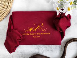 retro christian i lift my eyes to the mountains trendy embroidered sweatshirt,mountain bible verse crewneck,women gifts