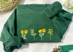 round neck sunflower embroidered sweatshirt, embroidered sweatshirt vintage, sweatshirt womens trend, anniversary gift,g