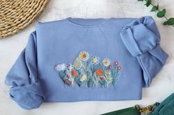 wildflowers embroidered crewneck,vintage sweatshirt,fine line,floral embroidered sweatshirt,gifts for women, friends, gi