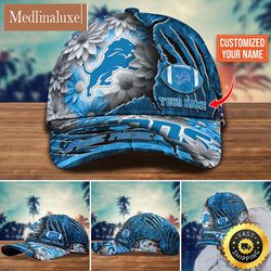 detroit lions baseball cap flower new trending custom cap for fan