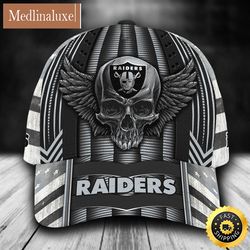 las vegas raiders skull wings all over print 3d baseball cap