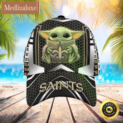 new orleans saints baby yoda all over print 3d classic cap