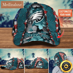 NFL Philadelphia Eagles Baseball Cap Custom Name Football Cap For Fans