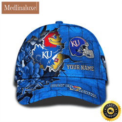 personalized ncaa kansas jayhawks all over print baseball cap show your pride