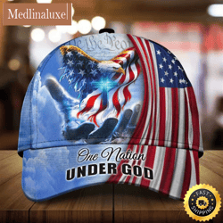 personalized one nation under god jesus and eagle all over print baseball cap a great gift for veterans day