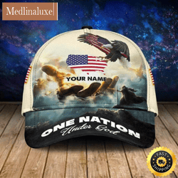 personalized one nation under god the hand of god all over print baseball cap a great gift for veterans day