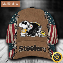 pittsburgh steelers snoopy usa flag all over print 3d classic cap