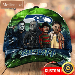 seattle seahawks nfl personalized trending cap mixed horror movie characters