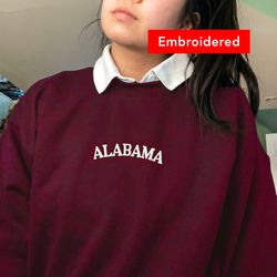 alabama sweatshirt embroidered, vintage college crewneck, cute sweater oversized