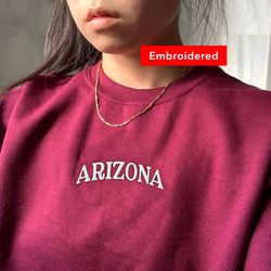 arizona sweatshirt, state university crewneck, embroidered vintage sweater, student gift