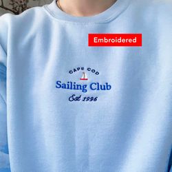 cape cod sweatshirt, vintage embroidered crewneck, massachusetts sailing club sweater