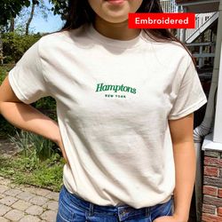 hamptons t-shirt embroidered, new york vintage graphic tee