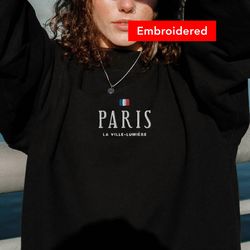 Paris Sweatshirt, Vintage crewneck embroidered