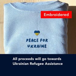 peace for ukraine sweatshirt, stand with ukraine, ukrainian flag crewneck embroidered