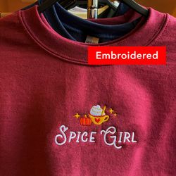 pumpkin spice sweatshirt, spice girl, cute fall crewneck embroidered, thanksgiving sweater